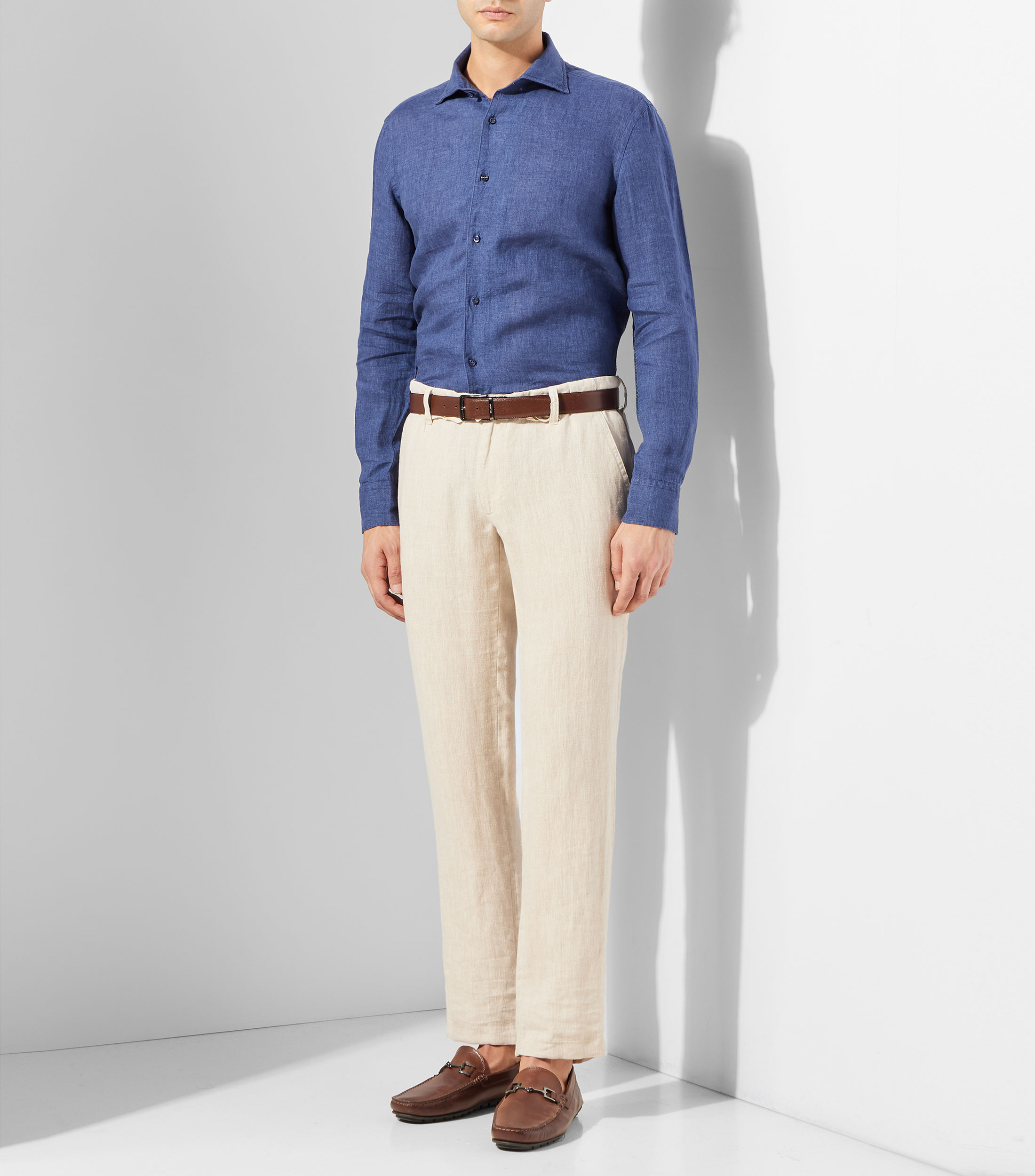 Camisa jaspeada manga larga Hombre